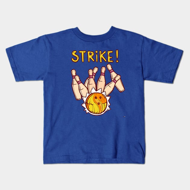 Strike Bowling Funny Kids T-Shirt by Illustradise